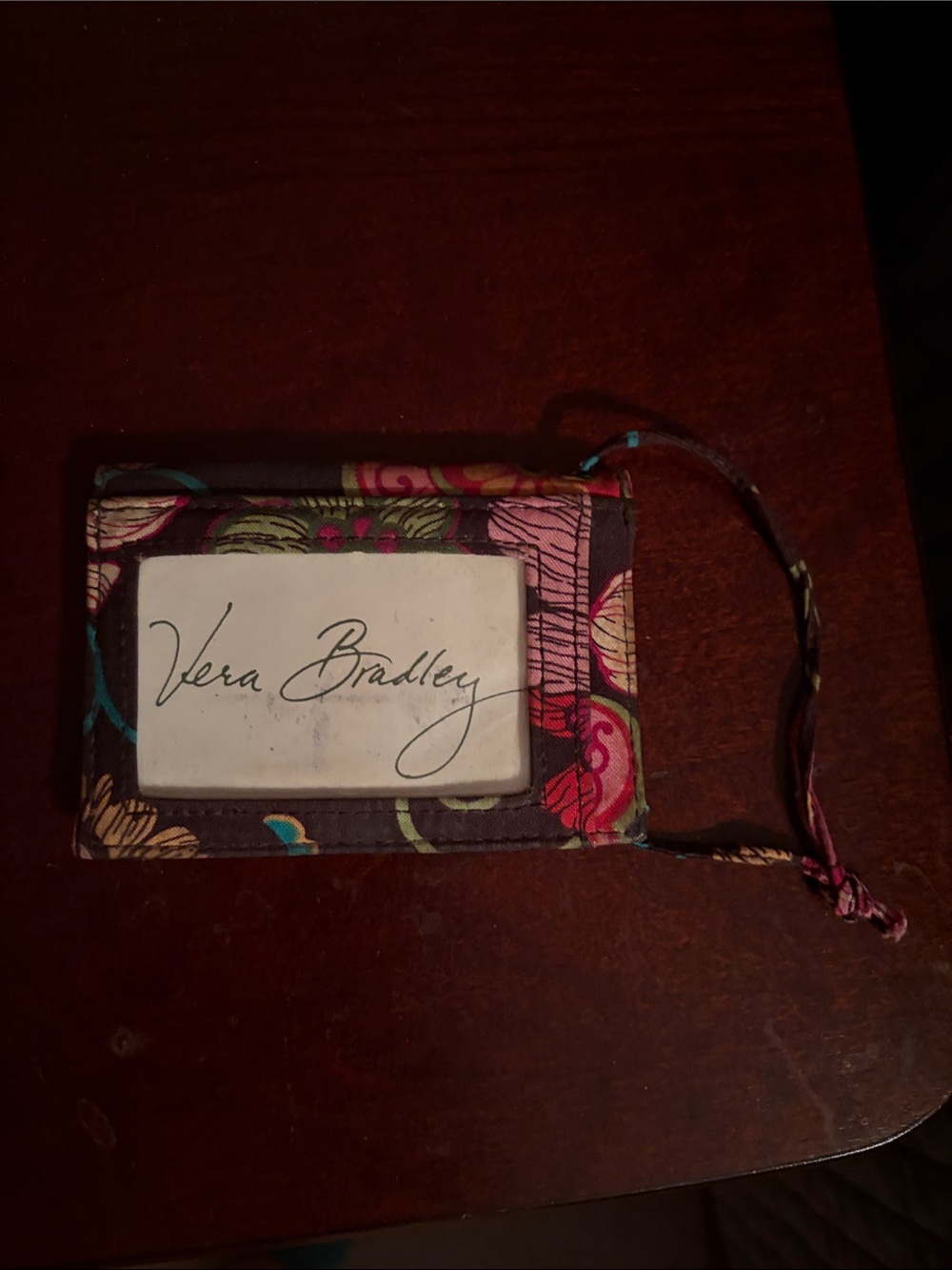 Vera Bradley Floral ID Wristlet in Brown, Purple, Pink, Teal